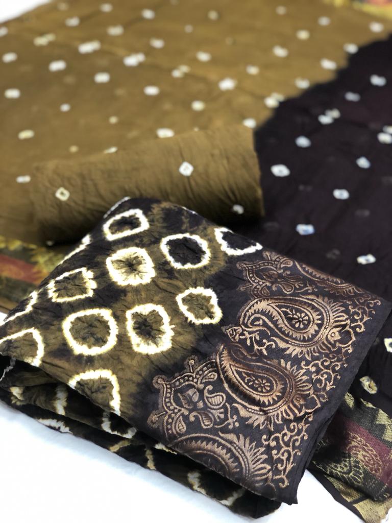 Satin Bandhej 1 Latest Printed Casual Wear Cotton Dress Materiel Collection